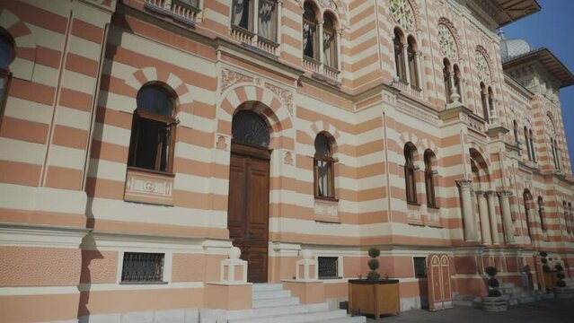 Footage of the City Hall facade. Brcko, Bosnia and Herzegovina.