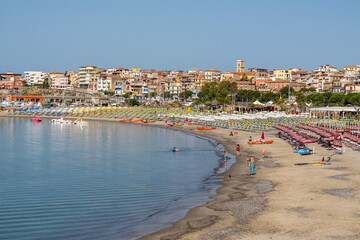 The Lentiscelle beach of Marina di Camerota, a small resort town on the Cilento coastline,...