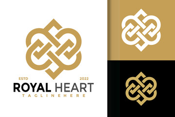 Royal Flower Heart Logo Design, brand identity logos vector, modern logo, Logo Designs Vector Illustration Template