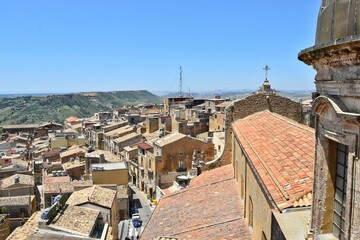 Aerial view of building roofs in Caltagirone city,  Sicily, Italy.