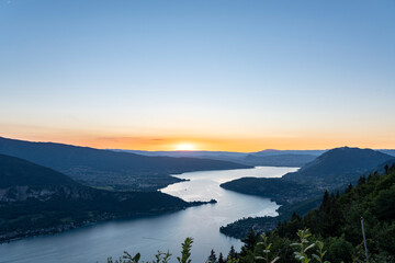 Sunset over the lake of Annecy France