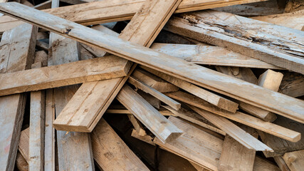 Pile of construction waste in country building yard