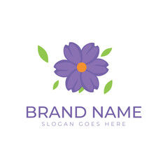 Logo Design Made of Purple Flower and Leaf