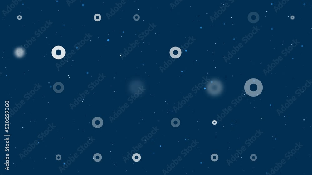 Poster template animation of evenly spaced record media symbols of different sizes and opacity. animation o