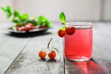 Cherries drink with fresh cherry, Cherry juice