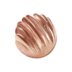 Caramel chocolate watercolor vector on white background