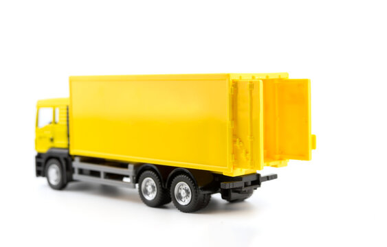 Yellow truck on white background, transportation car Delivery