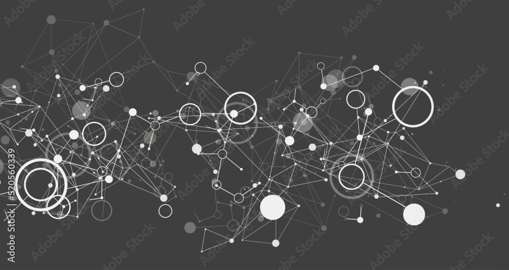 Wall mural template for science and technology presentation. plexus style background.