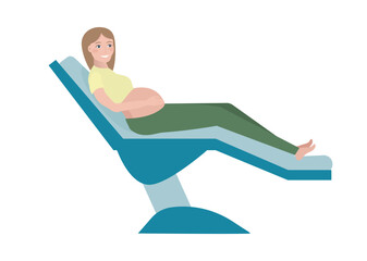 Vector illustration of a pregnant girl in a chair.