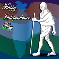 Mahata Gandhi - National Flag - Happy Indepence Day - Bharat - India -  - Tricolor - Orange - Green...