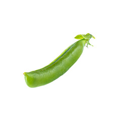 Green pea pod isolated on white. Selective focus.