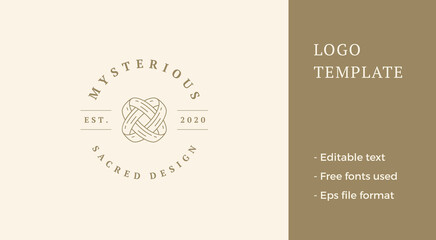 Intertwined wedding rings logo template linear vector illustration