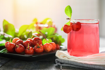 Cherries drink with fresh cherry, Cherry juice