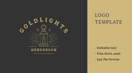 Vector illustration outline of shining lantern logo line style © provectors