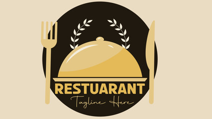 Restaurant, caf&eacute; logo or label. Emblems with menu design. Vector illustration