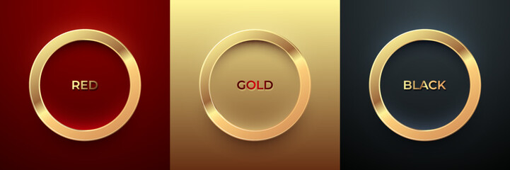 Minimal red, gold, black luxury background. Set of luxury geometric background with empty space.