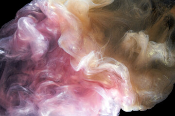 Liquid fluid art abstract background. Pink dancing acrylic paints underwater, ocean space smoke © amixstudio