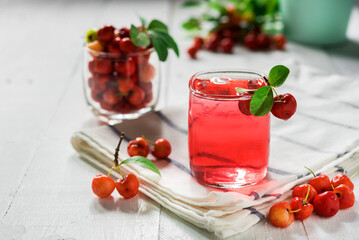 Cherries drink with fresh cherry, Cherry juice