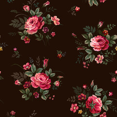 rose bouquet on dark background - 520566317