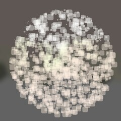 Abstract Geometric sphere of Many square glittering in space explosion of confetti rounded square