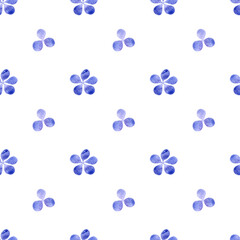 Seamless watercolor pattern with flowers in lilac tones. Hand drawn illustration.