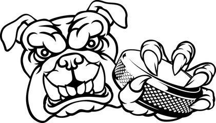 Bulldog Ice Hockey Player Animal Sports Mascot