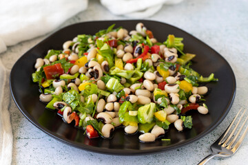 Black Eyed Pea legume or Goat Pea salad. Fresh healthy bean salad. Healthy foods. Local name borulce salatasi. Close-up
