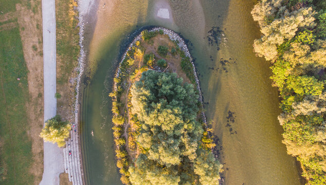 Little Island on the Isar river in Munich centre