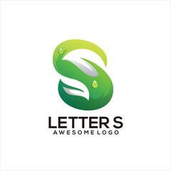 Letter s leaf gradient colorful logo