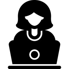 Woman Using Laptop Icon