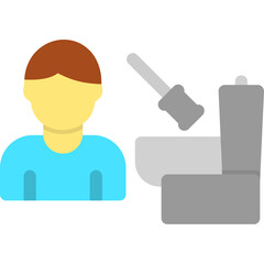 Man Cleaning Bathroom Icon