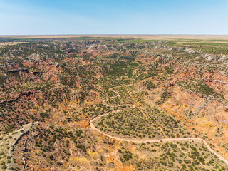 Aerial View of Palo Duro Canyon Texas Panhandle 
