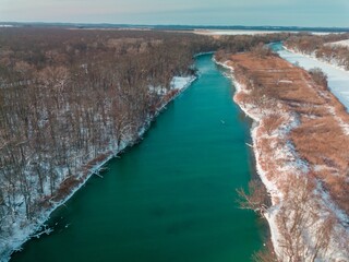 Beautiful view of Dam in upstate New York in wintertime