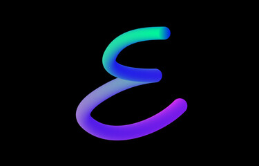 3d blue and pink bubble plastic on black background letter E