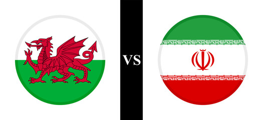 the concept of wales vs iran. flags of welsh and iranian. vector illustration