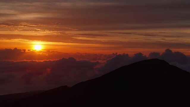 Telephoto view of the Haleakala Sunrise in Maui, Hawaii