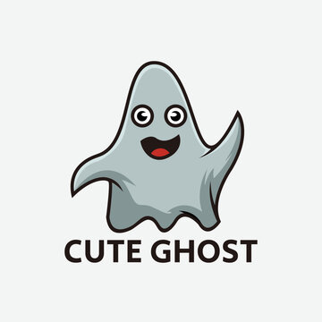 cute ghost mascot design vector