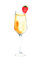 Champagne with strawberry