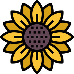 sunflower color outline icon