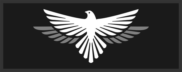 white pigeon vector wall art design illustration. white dove bird wallpaper on black background. 