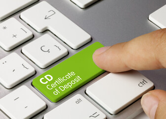 CD Certificate of Deposit - Inscription on Green Keyboard Key.