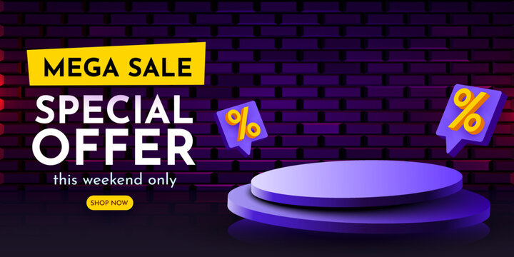 Colorful discount sale podium. Special offer composition.