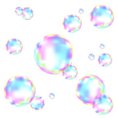 Set of realistic transparent colorful soap  bubbles.
