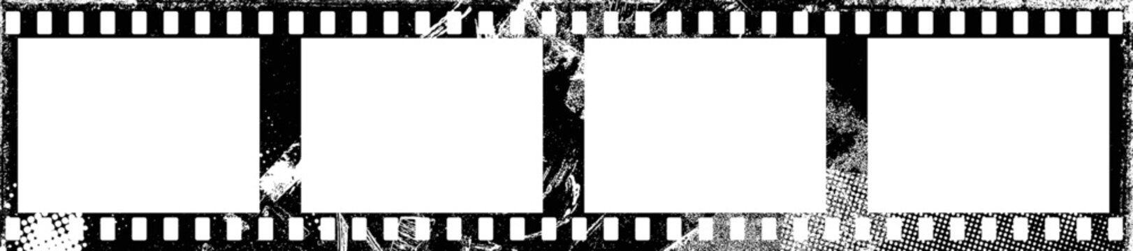Grunge Filmstrip Border Frame . Film frame photo strip. Camera roll vintage design  .Photo Album. Grunge effect .Vector