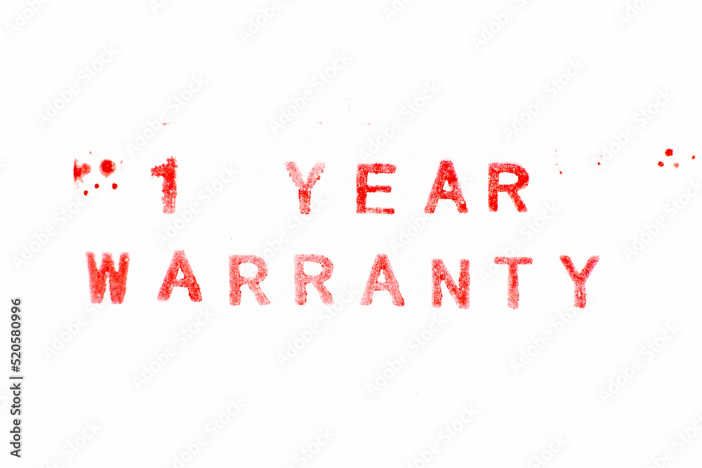 Canvas Prints Red color ink rubber stamp in word 1 year warranty on white paper background