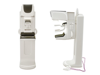 Mammography device  for screening breast cancer in hospital on pink background.