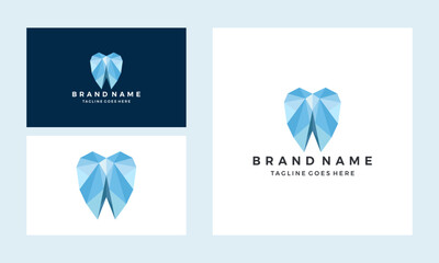 dental low poly logo design. polygonal, geometric logo design