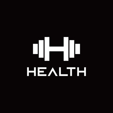 initial H logo, isolated from barbell shape and letter H forms a logo for the fitness industry or brand.