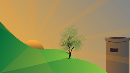 landscape with trees and sunrise 4k resolution