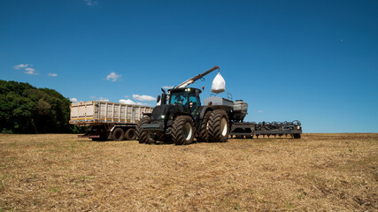 combine harvester working in a field